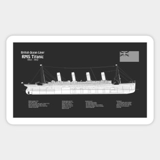 RMS Titanic ship plans. White Star Ocean Liner -  PBDpng Sticker